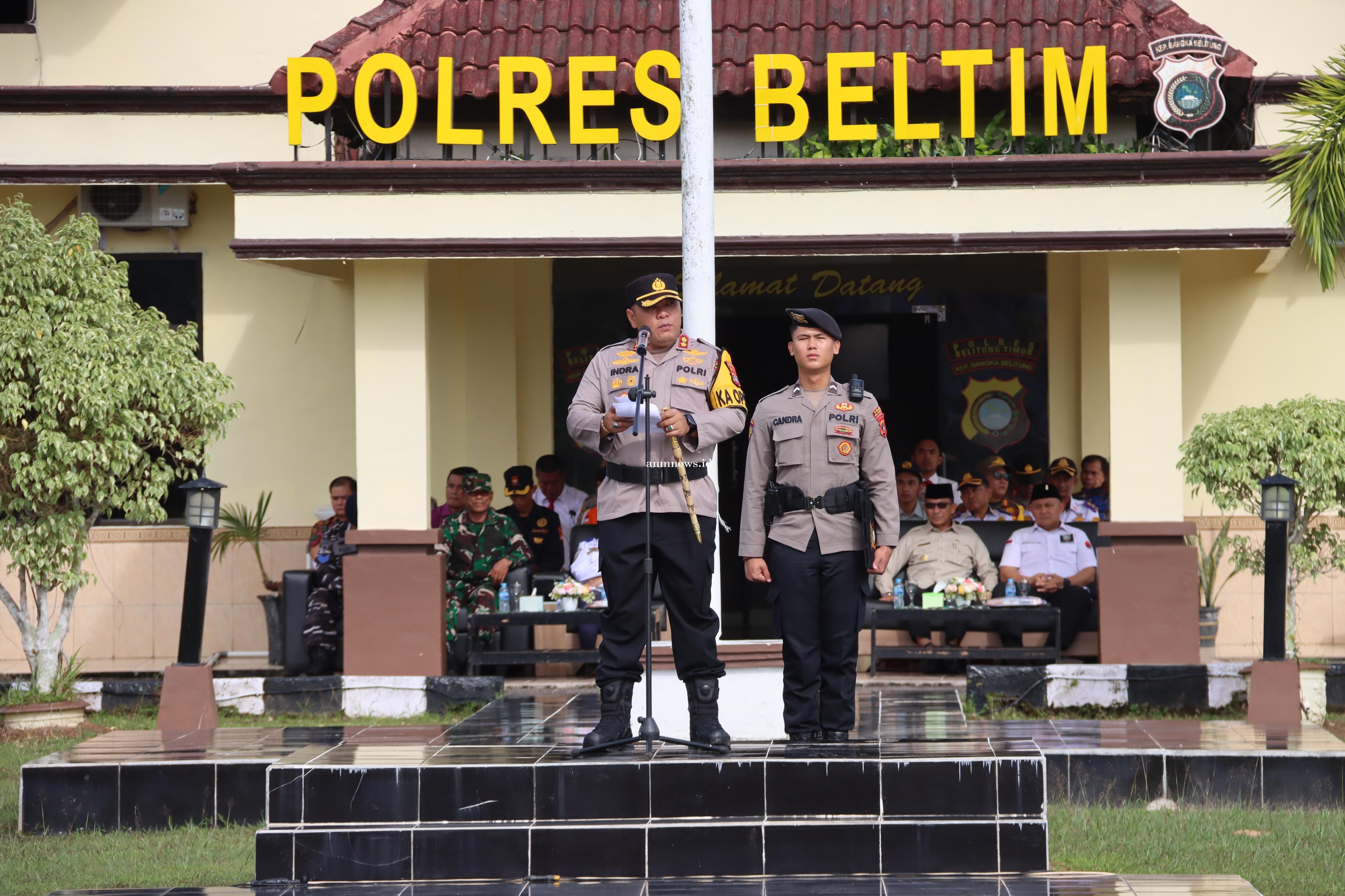 Pengamanan Nataru, Polres Beltim Laksanakan Apel Gelar Pasukan Operasi Lilin
