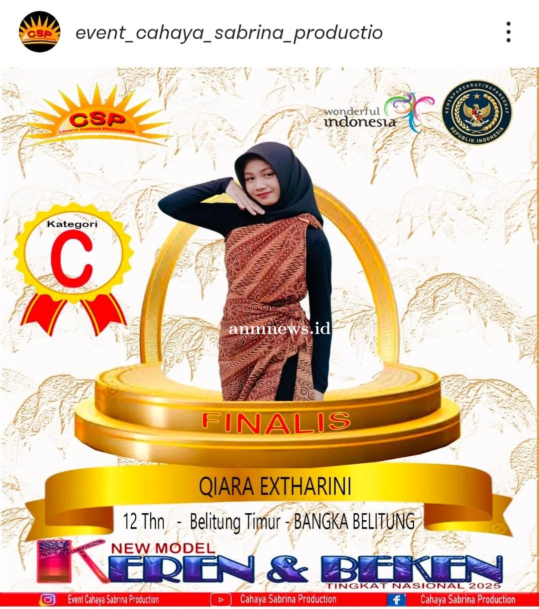 Siswi SMPN 1Damar Menjadi Grand Finalis Ajang New Model Keren dan Beken Tingkat Nasional 2025